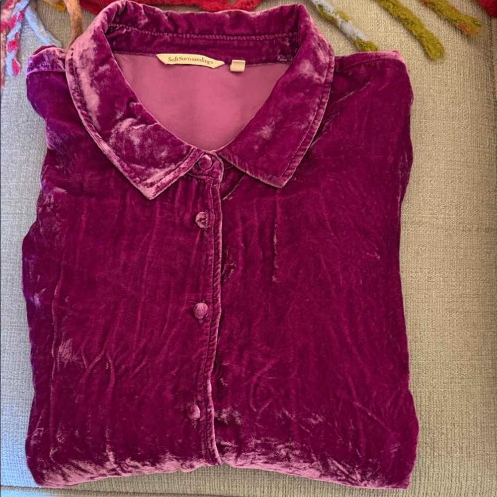 Soft Surroundings Purple Velvet Shirt - worn once!